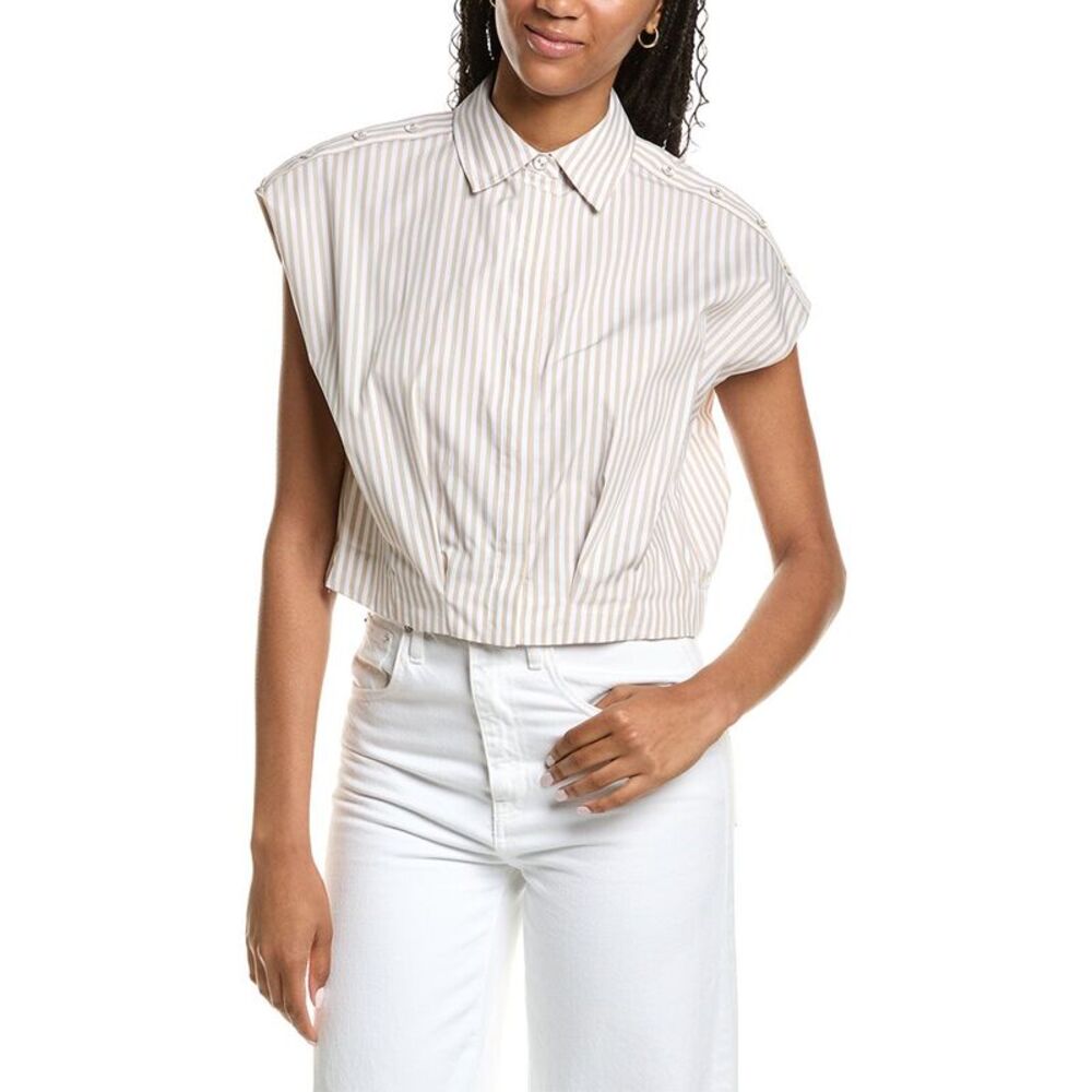 Kenneth Cole Womens Crop Shirt, Brown